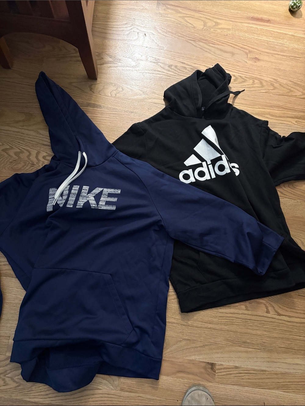Nike Navy Hoodie + Adidas Black Hoodie Duo